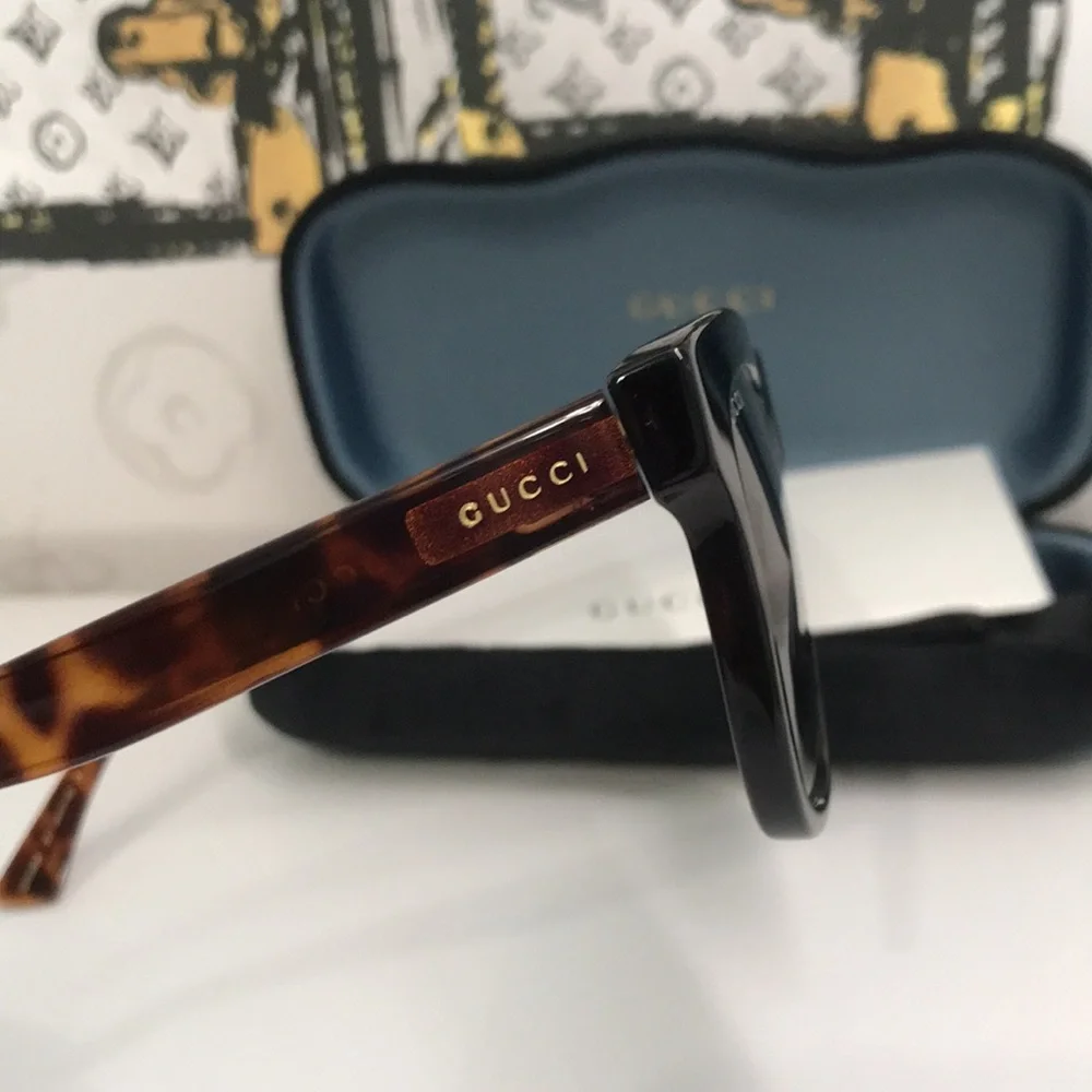 Authentic ✨ Brand New Gucci GG0158SN 002 Square Sunglasses – Tortoise Frame with